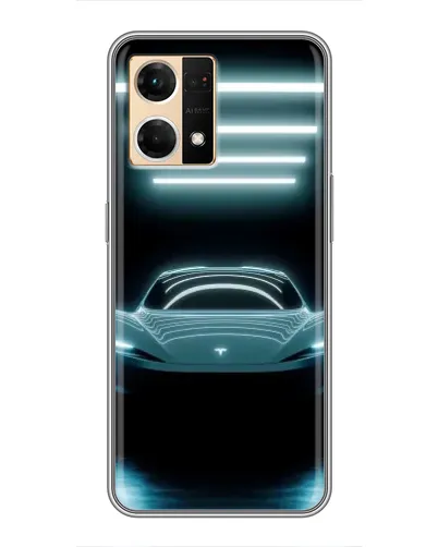 Чехол для OPPO Reno7 4G с картинкой «Tesla в неоне» Чехол для OPPO Reno7 4G с картинкой «Tesla в неоне»