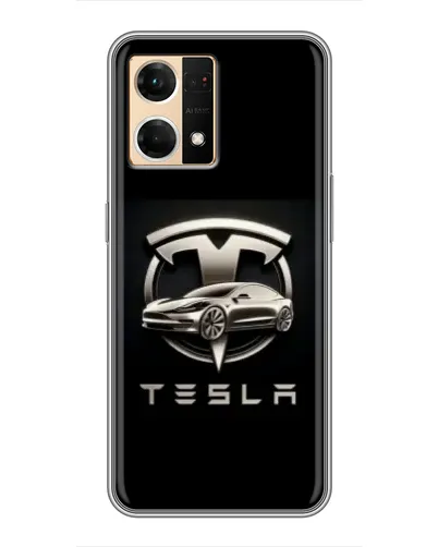 Чехол для OPPO Reno7 4G с картинкой «Tesla — серебристое авто» Чехол для OPPO Reno7 4G с картинкой «Tesla — серебристое авто»