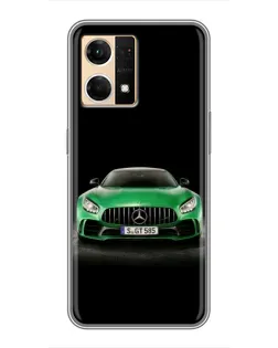 Чехол для OPPO Reno7 4G с картинкой «Mercedes — неоновый лого»