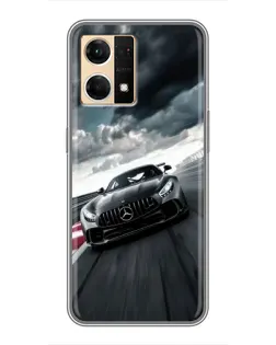 Чехол для OPPO Reno7 4G с картинкой «Гоночный Mercedes AMG»
