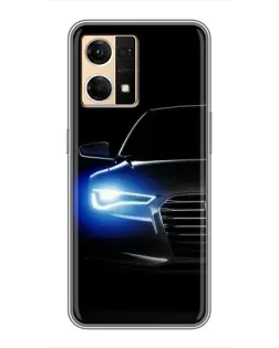 Чехол для OPPO Reno7 4G с картинкой «Неоновый взгляд Audi»