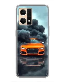 Чехол для OPPO Reno7 4G с картинкой «Audi в облаках дыма»