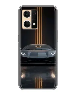 Чехол для OPPO Reno7 4G с картинкой «Lamborghini золотые линии»