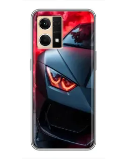 Чехол для OPPO Reno7 4G с картинкой «Lamborghini красное сияние»