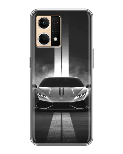 Чехол для OPPO Reno7 4G с картинкой «Lamborghini симметрия дорог»