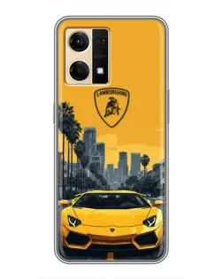 Чехол для OPPO Reno7 4G с картинкой «Желтый Lamborghini город» Чехол для OPPO Reno7 4G с картинкой «Желтый Lamborghini город»