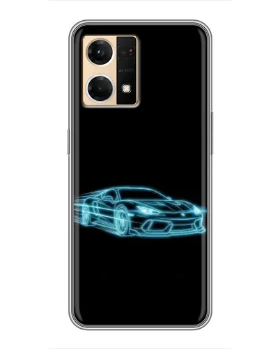 Чехол для OPPO Reno7 4G с картинкой «Неоновый контур Lamborghini»