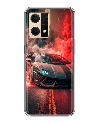 Чехол для OPPO Reno7 4G с картинкой «Lamborghini красный дым»