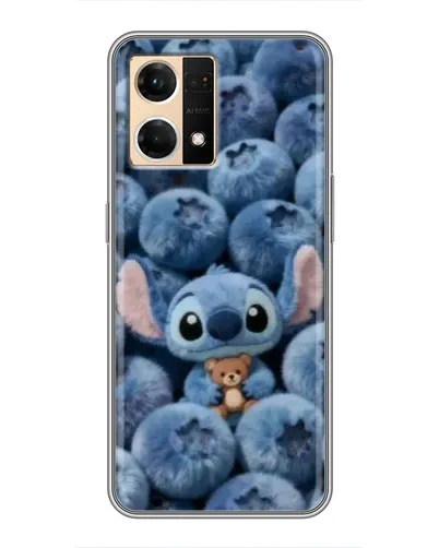 Чехол для OPPO Reno7 4G с картинкой «Стич и голубика» Чехол для OPPO Reno7 4G с картинкой «Стич и голубика»