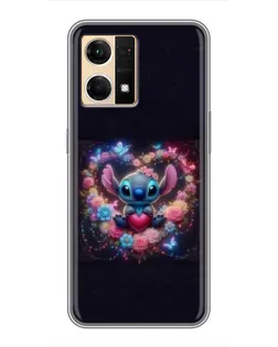 Чохол для OPPO Reno7 4G з картинкою «Stitch у квітах» Чохол для OPPO Reno7 4G з картинкою «Stitch у квітах»