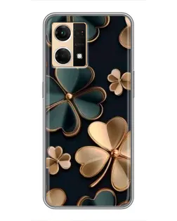 Чехол для OPPO Reno7 4G с картинкой «Клевер в золоте»