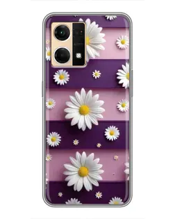 Чехол для OPPO Reno7 4G с картинкой «Ромашки на фиолетовом»