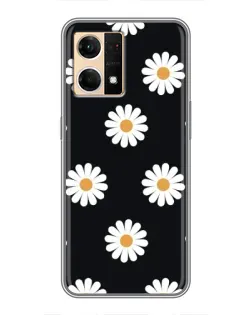 Чехол для OPPO Reno7 4G с картинкой «Ромашки на черном»