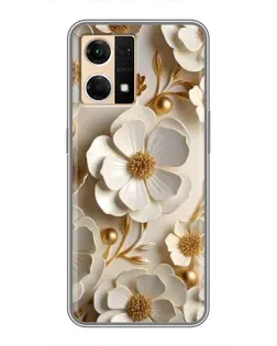 Чехол для OPPO Reno7 4G с картинкой «Белие бумажние  цвети»