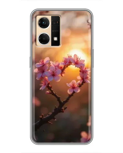 Чехол для OPPO Reno7 4G с картинкой «Розовый цвет сердце на фоне заката» Чехол для OPPO Reno7 4G с картинкой «Розовый цвет сердце на фоне заката»