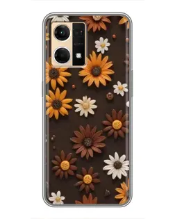Чехол для OPPO Reno7 4G с картинкой «Узор из маленьких подсолнухов»