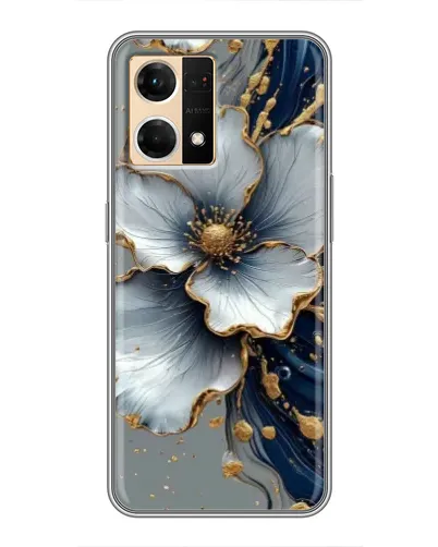 Чохол для OPPO Reno7 4G з картинкою «Біла квітка та золотий флюїд» Чохол для OPPO Reno7 4G з картинкою «Біла квітка та золотий флюїд»