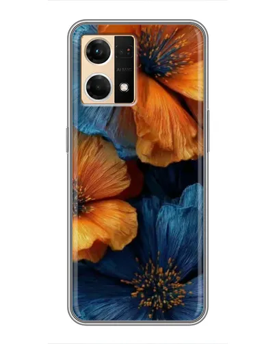 Чехол для OPPO Reno7 4G с картинкой «Яркая сине-оранжевая флора» Чехол для OPPO Reno7 4G с картинкой «Яркая сине-оранжевая флора»
