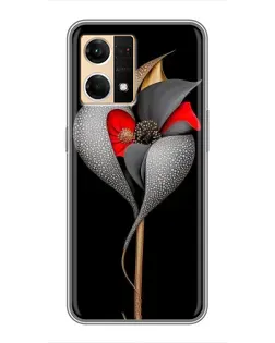 Чехол для OPPO Reno7 4G с картинкой «Серебряный фантазийный цветок»