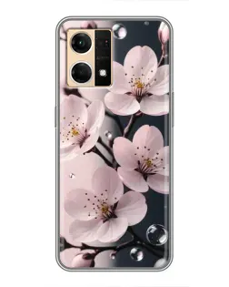 Чехол для OPPO Reno7 4G с картинкой «Нежная сакура и капли»