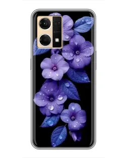 Чехол для OPPO Reno7 4G с картинкой «Фиолетовые цветы с росою»