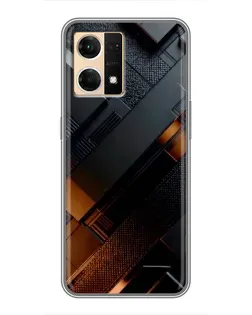 Чехол для OPPO Reno7 4G с картинкой «Черные геометрические блоки»