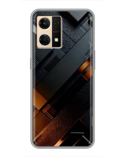 Чехол для OPPO Reno7 4G с картинкой «Черные геометрические блоки»