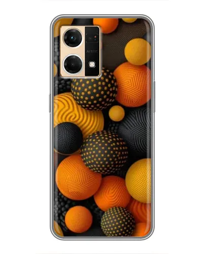 Чехол для OPPO Reno7 4G с картинкой «Объемные оранжевые сферы»