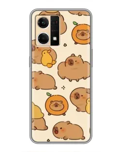 Чехол для OPPO Reno7 4G с картинкой «Капибары с апельсинами»