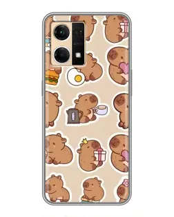Чехол для OPPO Reno7 4G с картинкой «Капибары паттерн»