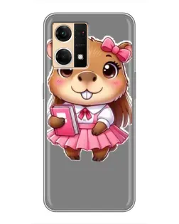 Чехол для OPPO Reno7 4G с картинкой «Девочка капибара»