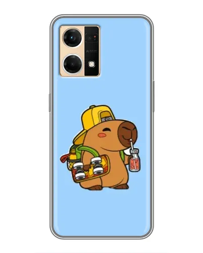 Чехол для OPPO Reno7 4G с картинкой «Капибара на скейте»