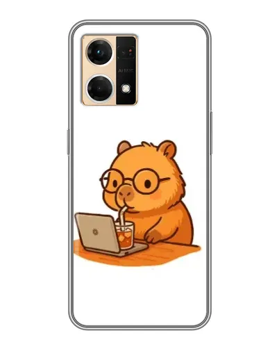 Чехол для OPPO Reno7 4G с картинкой «Капибара с ноутбуком»