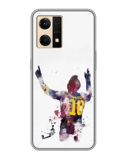 Чехол для OPPO Reno7 4G с картинкой «Акварельный Месси Барселона»