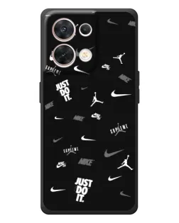 Чехол для OPPO Reno 8 5G с картинкой «Nike Black Pattern» Чехол для OPPO Reno 8 5G с картинкой «Nike Black Pattern»