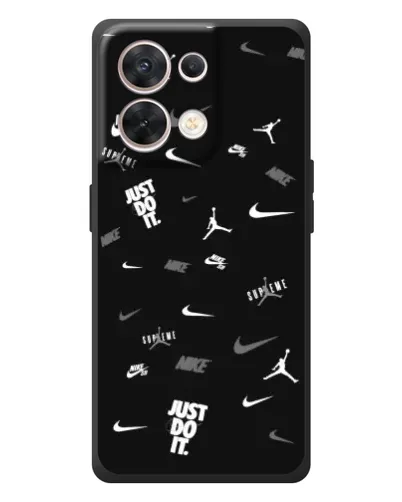Чехол для OPPO Reno 8 5G с картинкой «Nike Black Pattern»