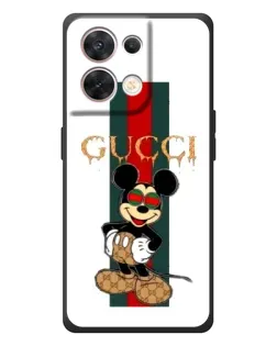 Чехол для OPPO Reno 8 5G с картинкой «Микки Маус Gucci — полосы»