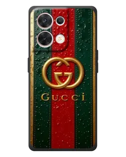 Чехол для OPPO Reno 8 5G с картинкой «Gucci — фирменная полоса и золото»