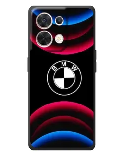 Чехол для OPPO Reno 8 5G с картинкой «Логотип BMW и неоновые дуги»