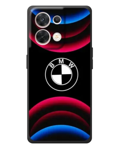 Чехол для OPPO Reno 8 5G с картинкой «Логотип BMW и неоновые дуги»
