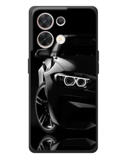 Чехол для OPPO Reno 8 5G с картинкой «Черная BMW — профиль»