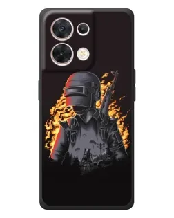 Чехол для OPPO Reno 8 5G с картинкой «PUBG — огненный силуэт»
