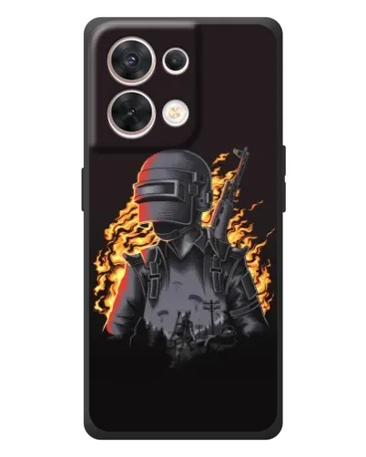 Чехол для OPPO Reno 8 5G с картинкой «PUBG — огненный силуэт» Чехол для OPPO Reno 8 5G с картинкой «PUBG — огненный силуэт»