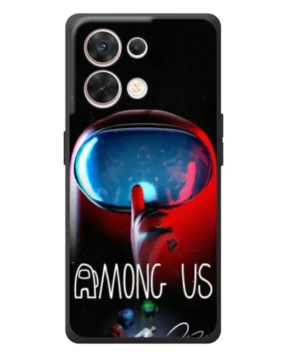 Чехол для OPPO Reno 8 5G с картинкой «Красный импостер — макро»