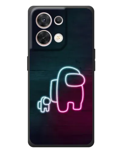 Чехол для OPPO Reno 8 5G с картинкой «Among Us неон-арт»