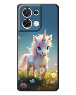 Чехол для OPPO Reno 8 5G с картинкой «Единорог на поляне»