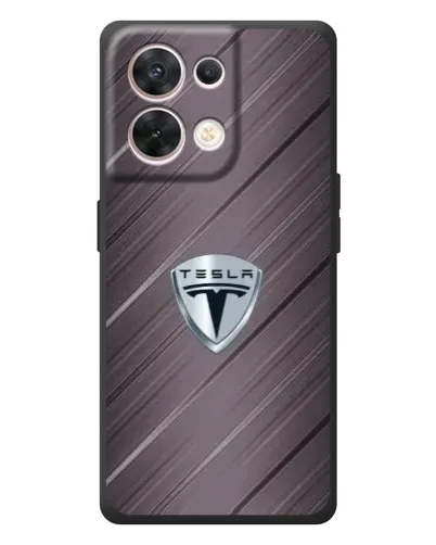Чехол для OPPO Reno 8 5G с картинкой «Металлическая текстура Tesla»