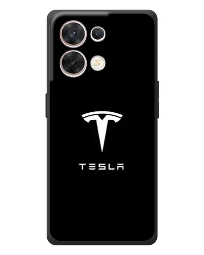 Чехол для OPPO Reno 8 5G с картинкой «Tesla White Logo»