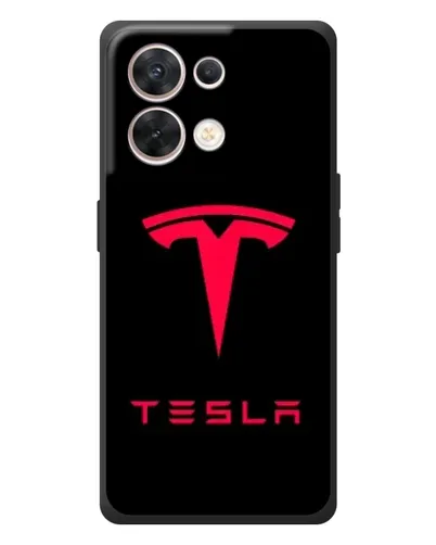 Чехол для OPPO Reno 8 5G с картинкой «Tesla Red Logo»