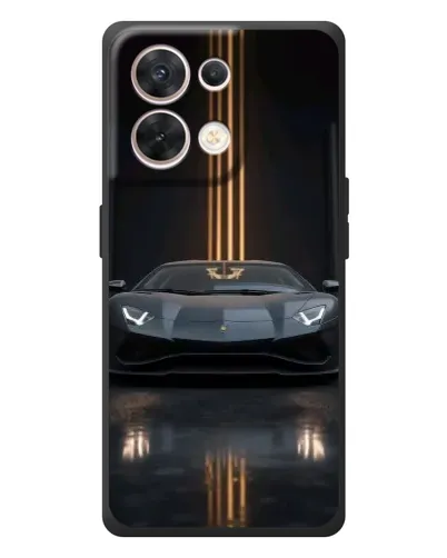 Чехол для OPPO Reno 8 5G с картинкой «Lamborghini золотые линии»